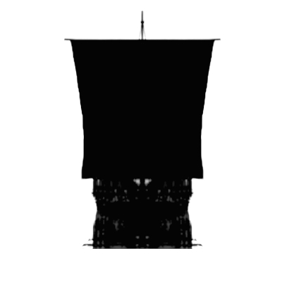 Silhouette of a sailing barge - chapter divider for Death on the Loper